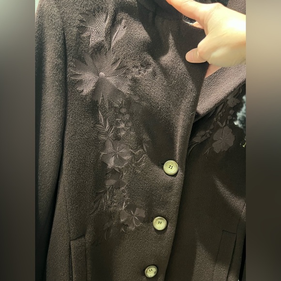 NYGÅRD Collection Wool Angora Coat | Deerskin Chamois Floral Appliqué | Size 10 - Picture 4 of 7